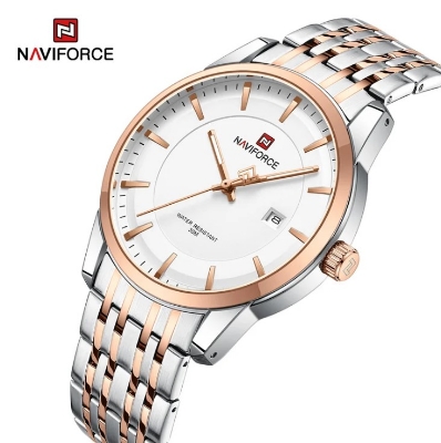 Picture of NAVIFORCE NF9228S Stainless Steel Waterproof Men’s Watch – White Silver & RoseGold