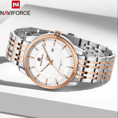 Picture of NAVIFORCE NF9228S Stainless Steel Waterproof Men’s Watch – White Silver & RoseGold