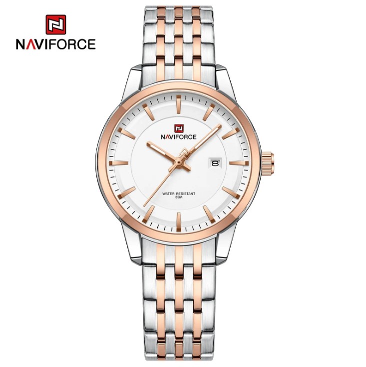 Picture of NAVIFORCE NF9228L Stainless Steel Waterproof Women's Watch – White Silver & RoseGold