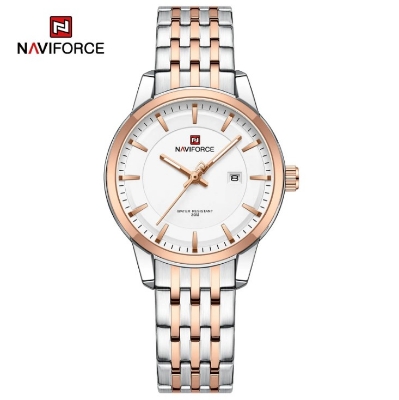 Picture of NAVIFORCE NF9228L Stainless Steel Waterproof Women's Watch – White Silver & RoseGold