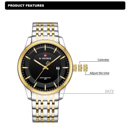 Picture of NAVIFORCE NF9228L Stainless Steel Waterproof Women's Watch – Black Silver & Golden