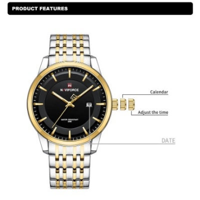 Picture of NAVIFORCE NF9228L Stainless Steel Waterproof Women's Watch – Black Silver & Golden