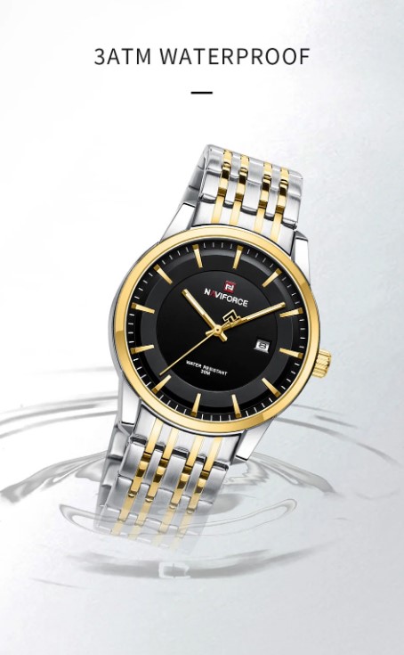 Picture of NAVIFORCE NF9228L Stainless Steel Waterproof Women's Watch – Black Silver & Golden