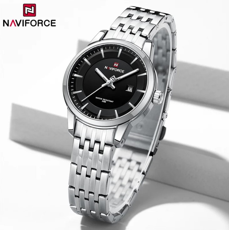 Picture of NAVIFORCE NF9228L Stainless Steel Waterproof Women's Watch – Silver & Black
