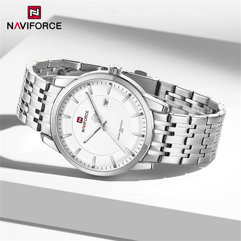 Picture of NAVIFORCE NF9228S Stainless Steel Waterproof Men’s Watch – Silver & White