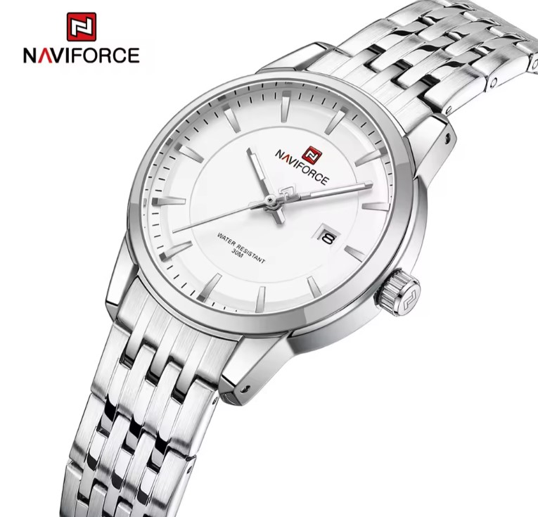 Picture of NAVIFORCE NF9228L Stainless Steel Waterproof Women’s Watch – Silver & White
