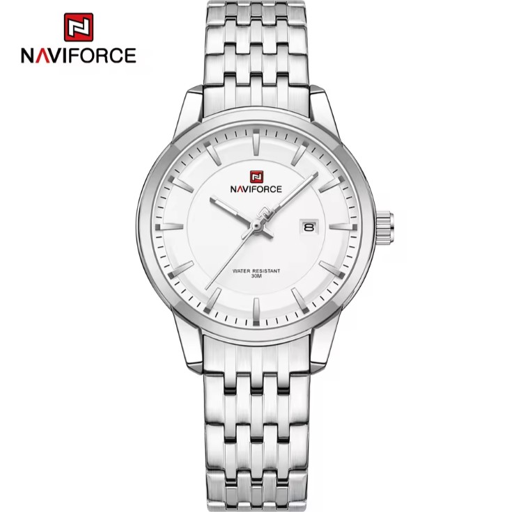 Picture of NAVIFORCE NF9228L Stainless Steel Waterproof Women’s Watch – Silver & White