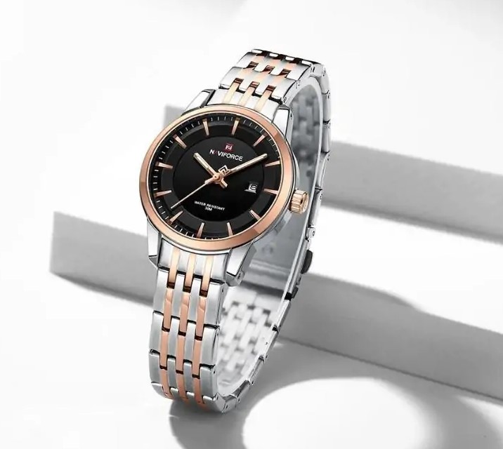 Picture of NAVIFORCE NF9228L Stainless Steel Waterproof Women’s Watch – Silver RoseGold & Black