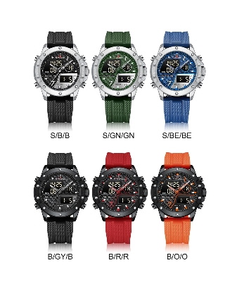 Picture of NAVIFORCE NF9221 Men’s Fashionable and Dynamic Watch with TPU Strap Luminous Waterproof Multi-function Date Display Dual Quartz Movement