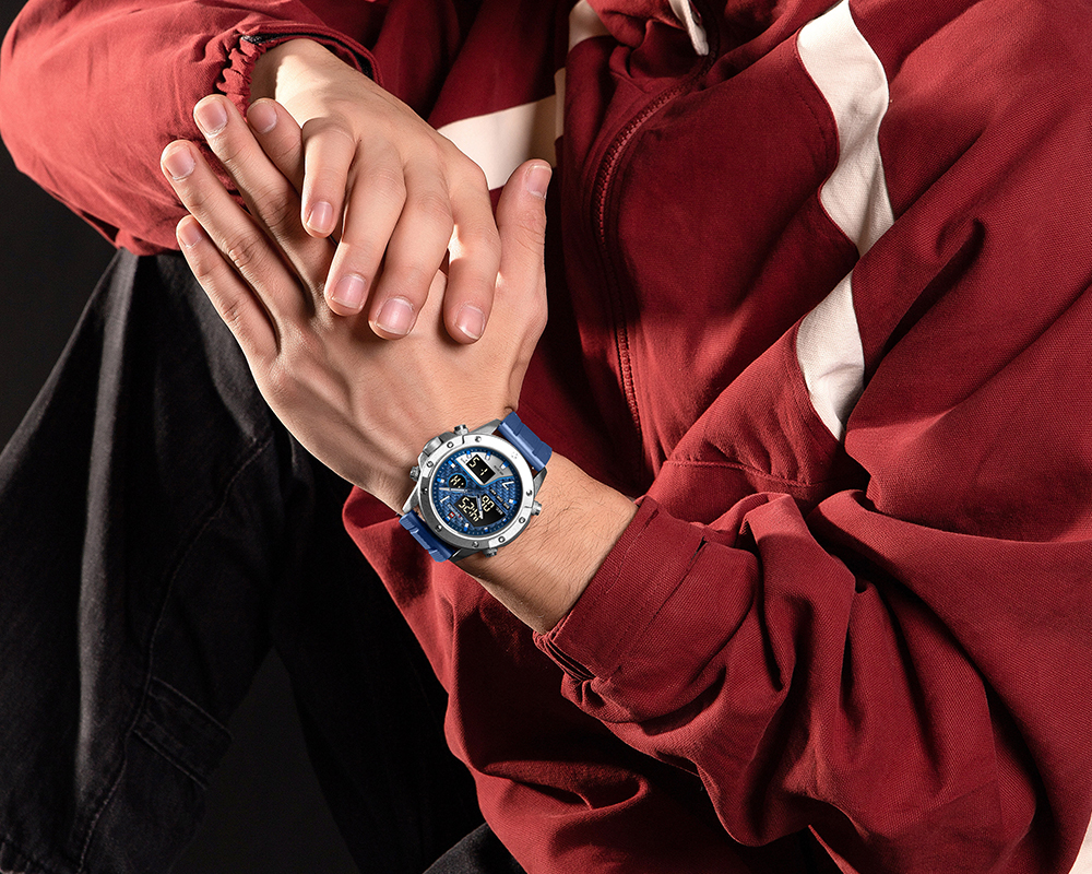 Picture of NAVIFORCE NF9221 Men’s Fashionable and Dynamic Watch with TPU Strap Luminous Waterproof Multi-function Date Display Dual Quartz Movement