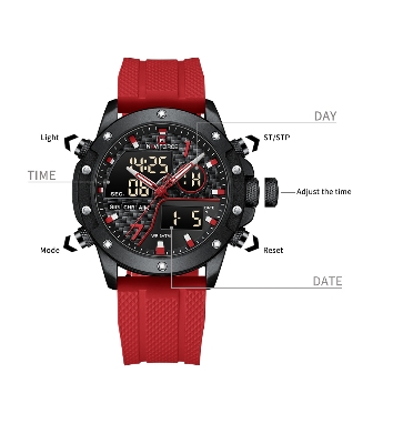 Picture of NAVIFORCE NF9221 Men’s Fashionable and Dynamic Watch with TPU Strap Luminous Waterproof Multi-function Date Display Dual Quartz Movement
