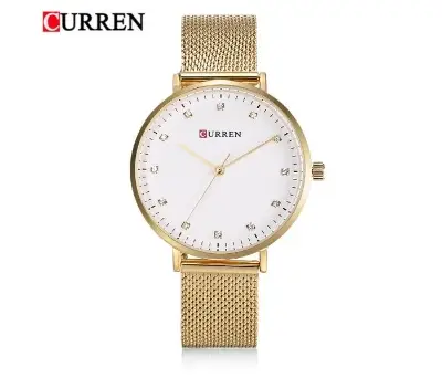 Picture of CURREN C9023F Stainless Steel Strap Waterproof watch For Women - Golden & White