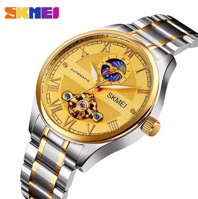 Picture of Skmei M024G Stainless Stees Automatic Mechanical for Wrist Men Watch - Silver & Golden
