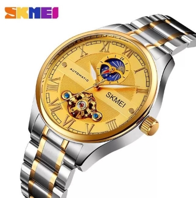 Picture of Skmei M024G Stainless Stees Automatic Mechanical for Wrist Men Watch - Silver & Golden