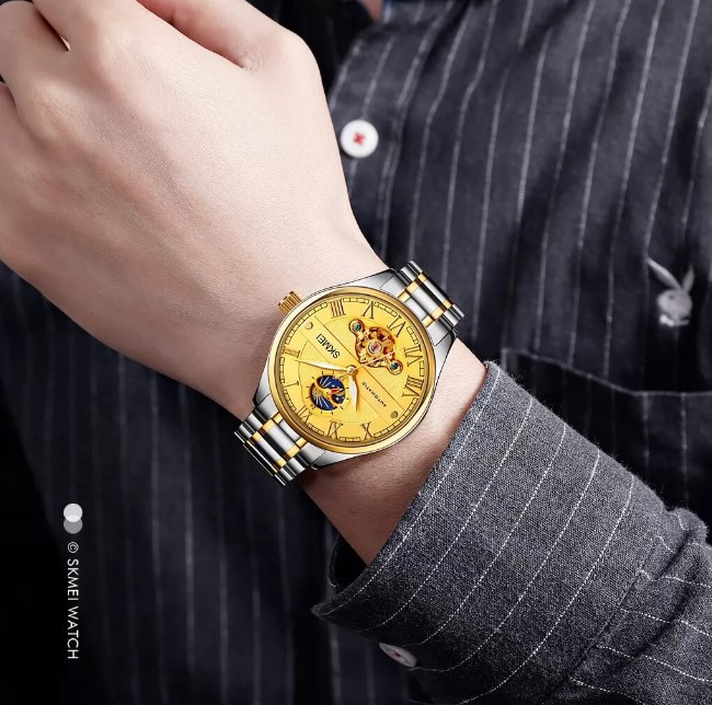 Picture of Skmei M024G Stainless Stees Automatic Mechanical for Wrist Men Watch - Silver & Golden