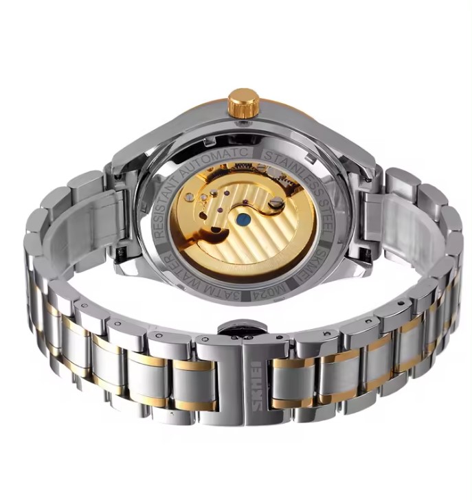 Picture of Skmei M024G Stainless Stees Automatic Mechanical for Wrist Men Watch - Silver & Golden