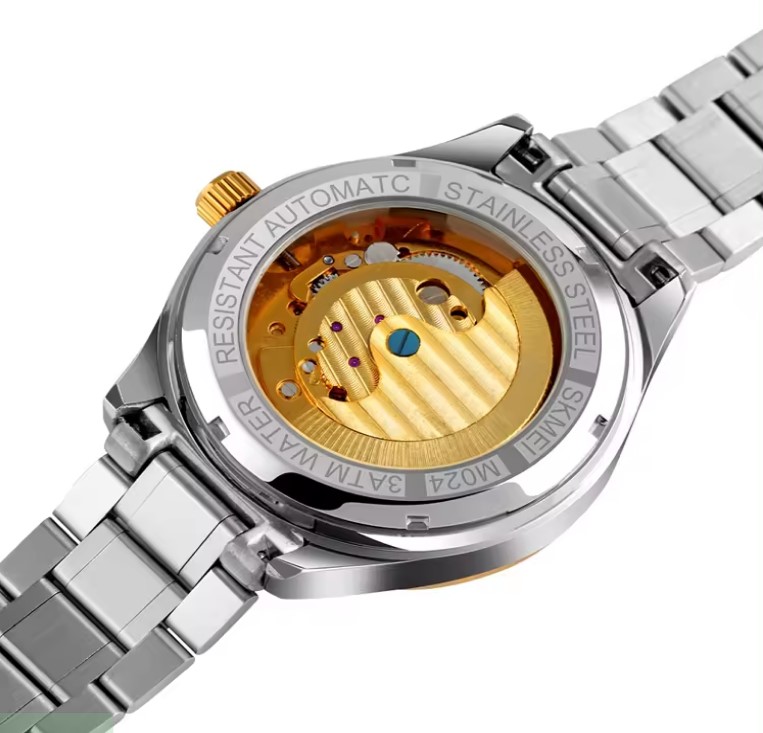 Picture of Skmei M024G Stainless Stees Automatic Mechanical for Wrist Men Watch - Silver & Golden