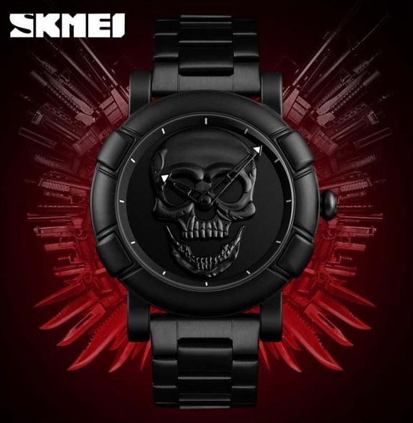 Picture of Skmei SK9178G Stainless Steel Skull Quartz Audlt Watch for Men