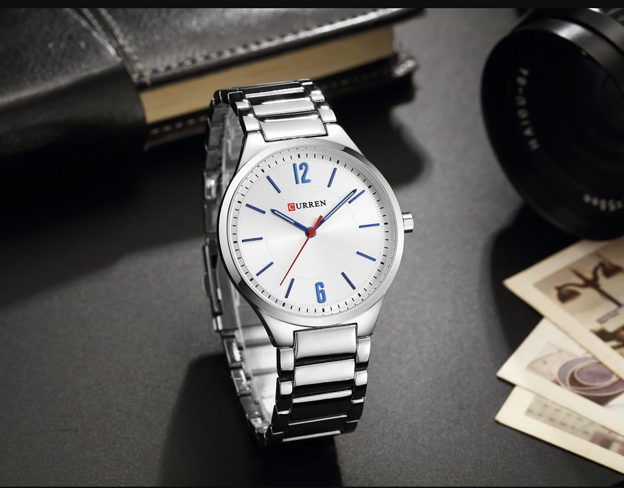 Picture of CURREN C8280G Stainless Steel Analog Wtach For Men - Silver & White