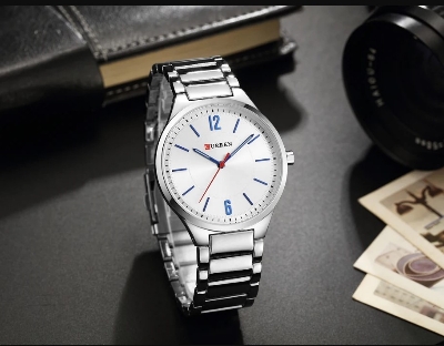 Picture of CURREN C8280G Stainless Steel Analog Wtach For Men - Silver & White