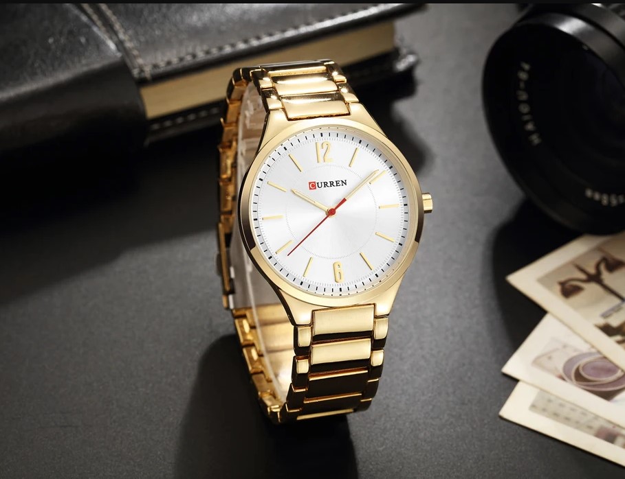 Picture of CURREN C8280G Stainless Steel Analog Wtach For Men - Golden & White