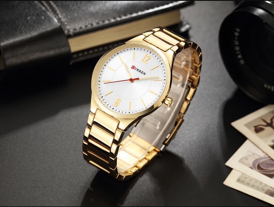 Picture of CURREN C8280G Stainless Steel Analog Wtach For Men - Golden & White
