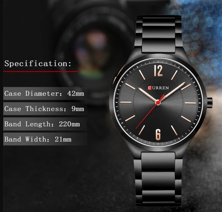 Picture of CURREN C8280G Stainless Steel Analog Wtach For Men - Black