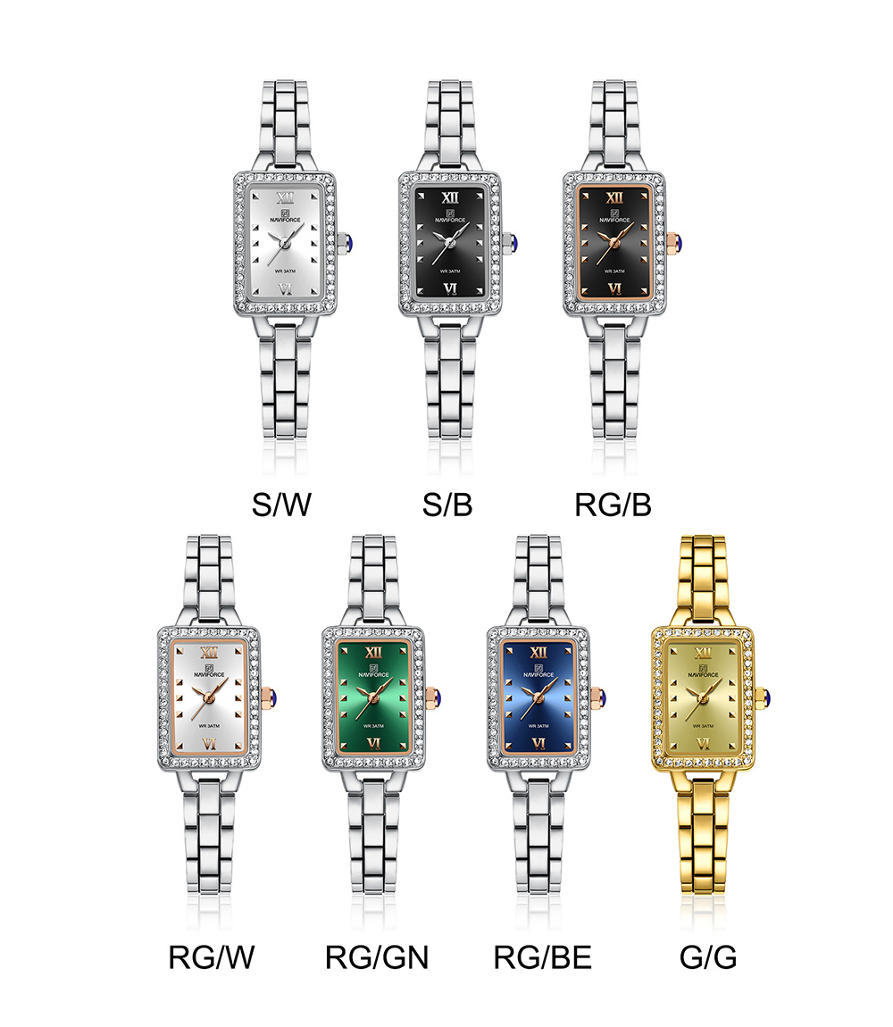 Picture of NAVIFORCE NF5043F Women’s Square Dial Watch Waterproof Steel Strap Quartz Chronograph Retro and Versatile Fashion Watch