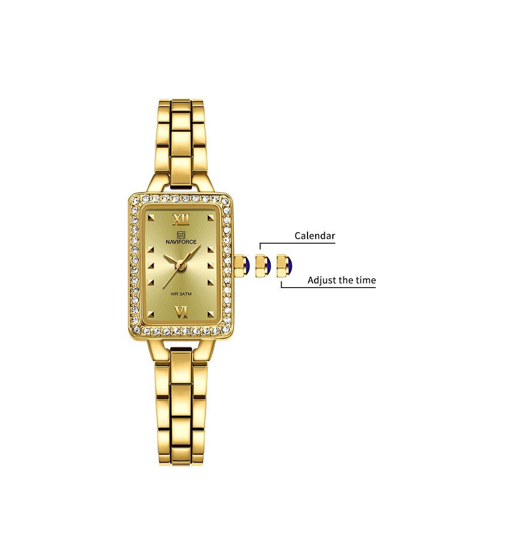 Picture of NAVIFORCE NF5043F Women’s Square Dial Watch Waterproof Steel Strap Quartz Chronograph Retro and Versatile Fashion Watch