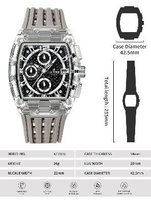 Picture of NAVIFORCE NF7105 Sports Transparent Waterproof Quartz Silicone Multifunctional Chronograph Men Watch