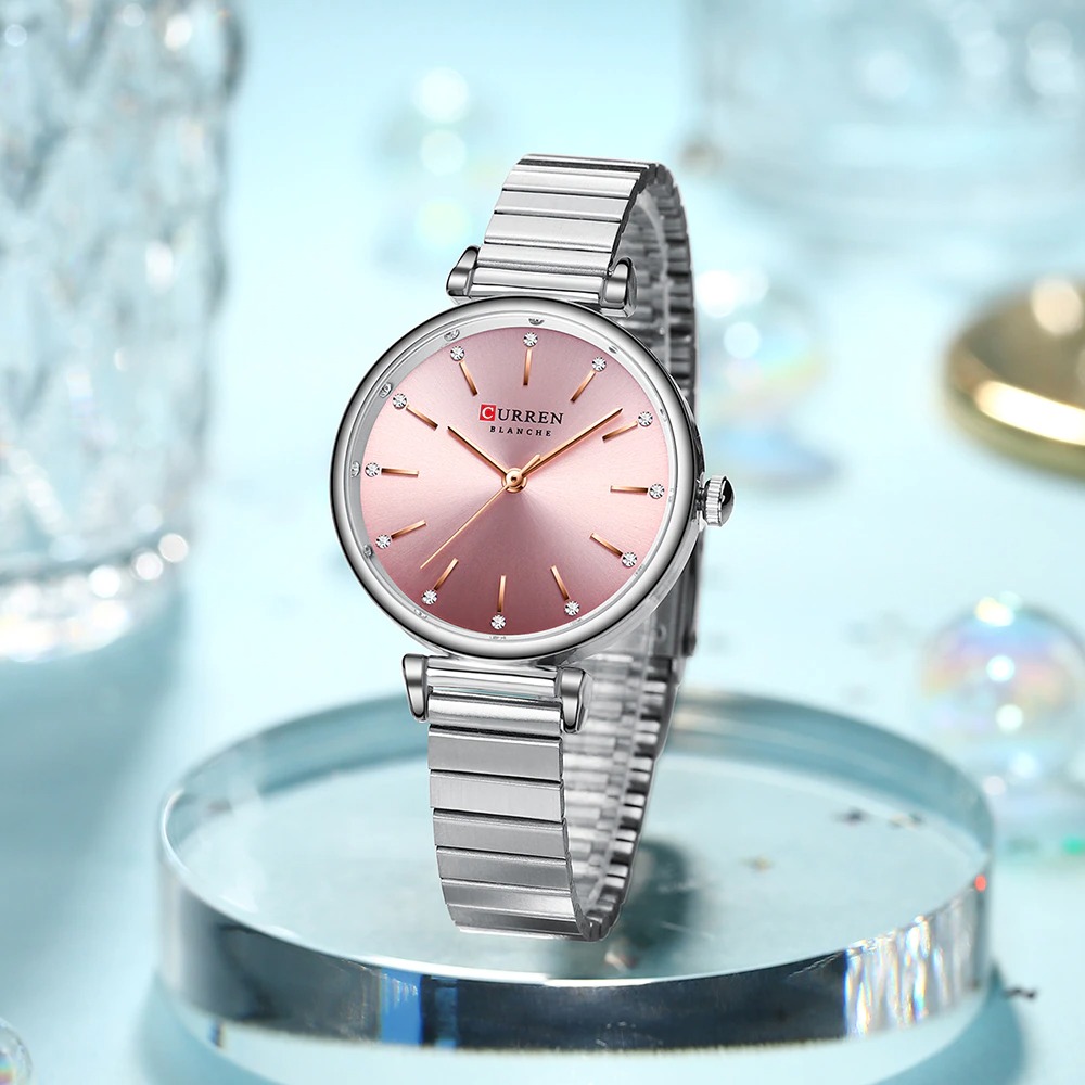 Picture of CURREN C9081L Stainless Steel Analog Wrist Watch For Women - Silver & Pink