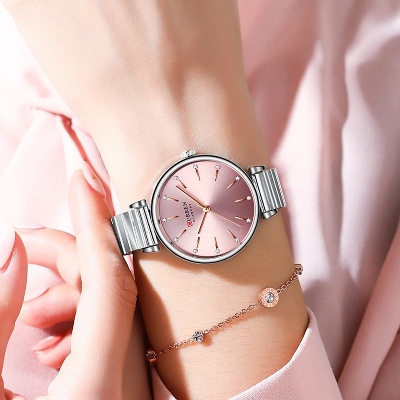 Picture of CURREN C9081L Stainless Steel Analog Wrist Watch For Women - Silver & Pink