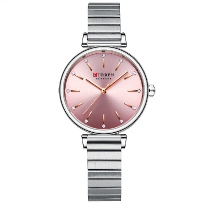 Picture of CURREN C9081L Stainless Steel Analog Wrist Watch For Women - Silver & Pink