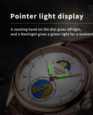 Picture of LIGE LG8952L Luxury PU Leather Quartz Wrist Watch For Men - White RoseGold & Brown