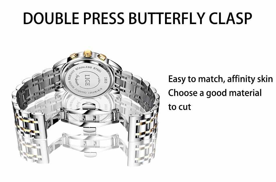 Picture of LIGE LG9810S Stainless Steel Chronograph Watch for Men – Silver Golden & Green