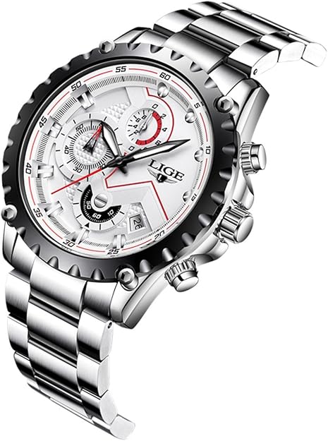 Picture of LIGE LG9821S Stainless Steel Chronograph Quartz Watch for Men – Silver & White