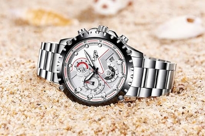 Picture of LIGE LG9821S Stainless Steel Chronograph Quartz Watch for Men – Silver & White
