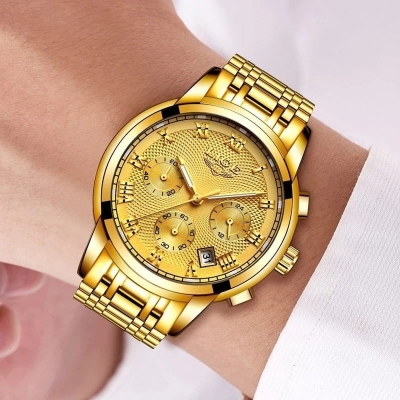 Picture of LIGE LG9849S Stainless Steel Chronograph Watch For Men - Golden