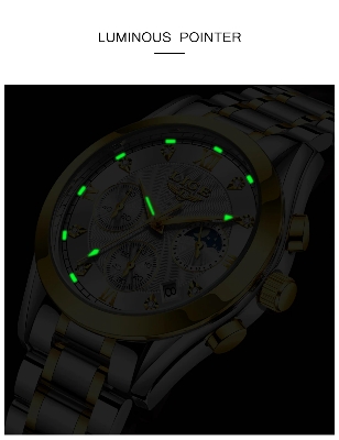 Picture of LIGE LG8912S Stainless Steel Chronograph Watch For Men – Black Silver & RoseGold