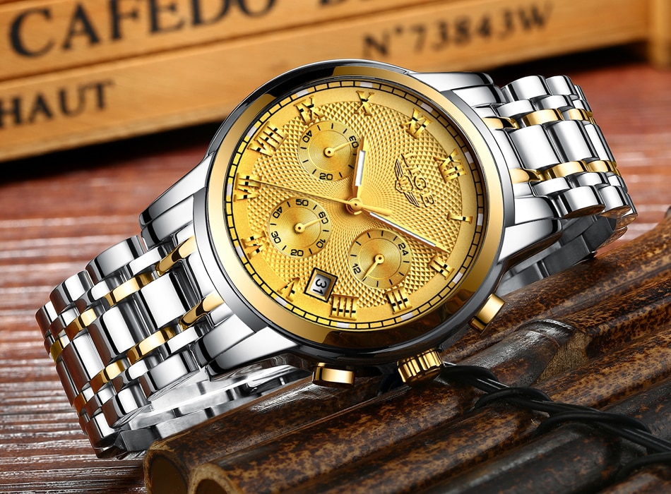 Picture of LIGE LG9849S Stainless Steel Chronograph Watch For Men – Silver & Golden