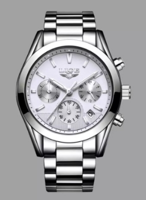 Picture of LIGE LG9872S Stainless Steel Chronograph Watch For Men – Silver & White