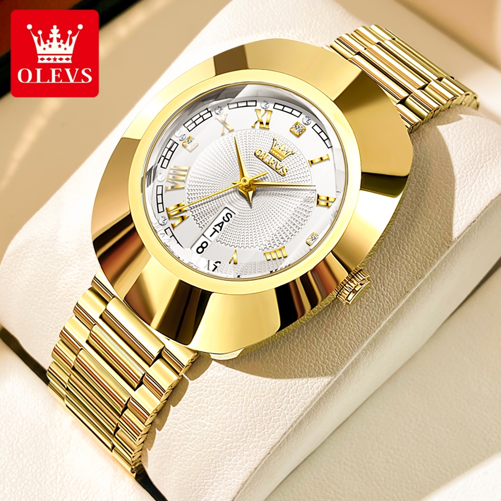 Picture of Olevs 7008F Golden Stainless Steel Analoge Wrist Watch For Women