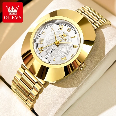 Picture of Olevs 7008F Golden Stainless Steel Analoge Wrist Watch For Women