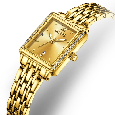 Picture of Olevs 9995F Golden Stainless Steel Analog Wrist Watch For Women