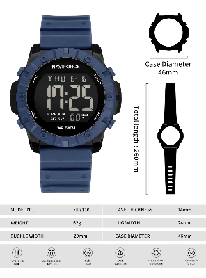 Picture of NAVIFORCE NF7110 5ATM Waterproof Trendy Watch With Silicone Strap And LED Luminous Sports Design For Both Men And Women