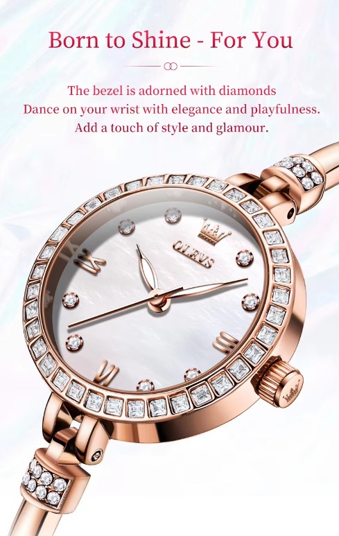 Picture of Olevs 5585F RoseGold Stainless Steel Analog Wrist Watch For Women