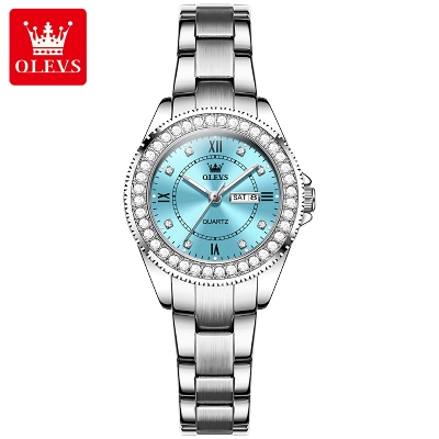 Picture of Olevs 9993F Silver Stainless Steel Analog Wrist Watch For Women
