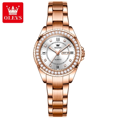 Picture of Olevs 9993F Silver Stainless Steel Analog Wrist Watch For Women