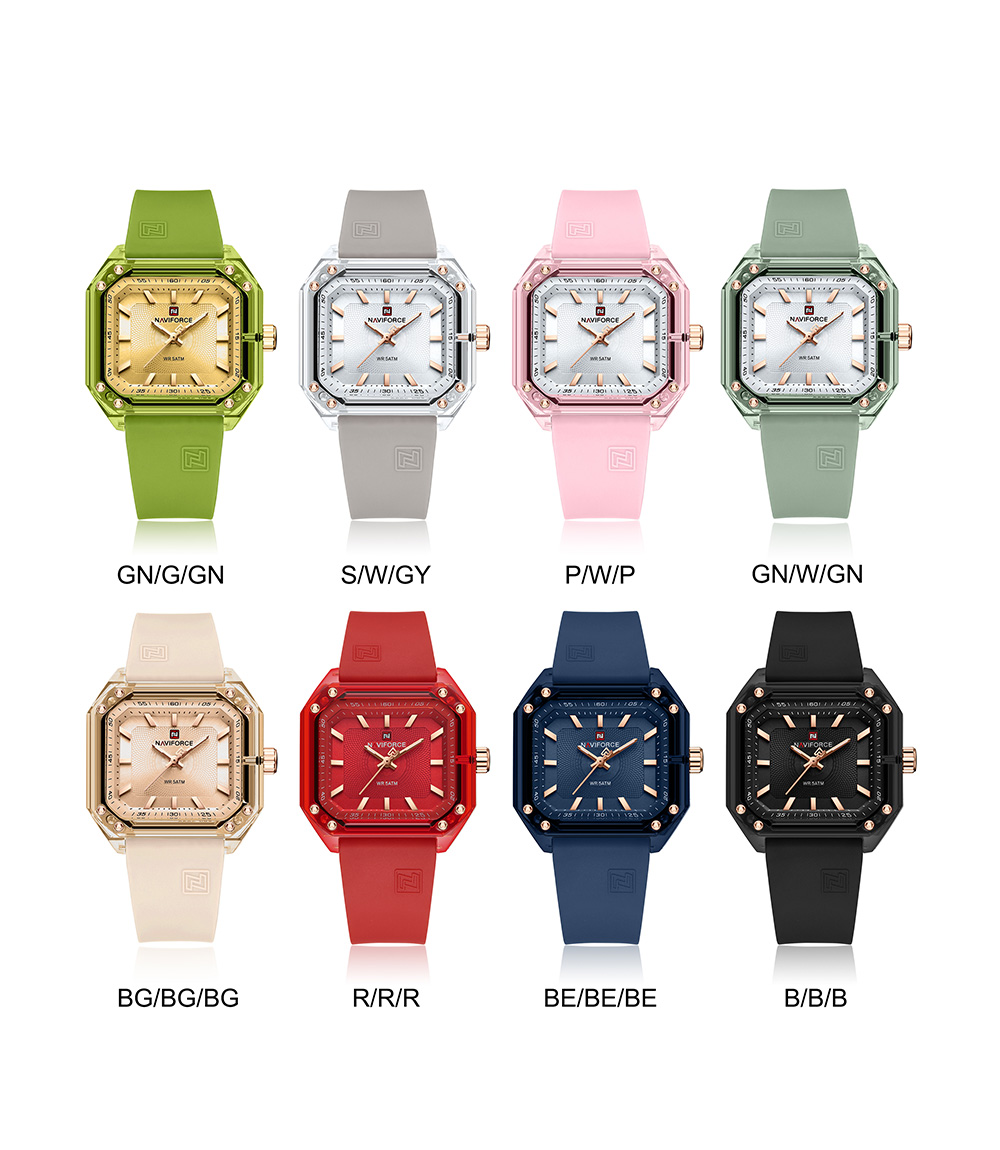 Picture of NAVIFORCE NF7106 Fashion Square Acrylic Colorful Sport Silicone Jelly Quartz Casual Watch For Women