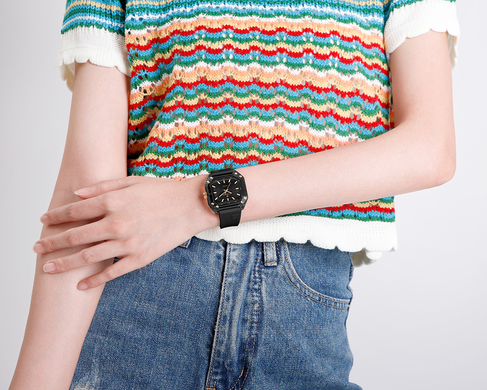 Picture of NAVIFORCE NF7106 Fashion Square Acrylic Colorful Sport Silicone Jelly Quartz Casual Watch For Women